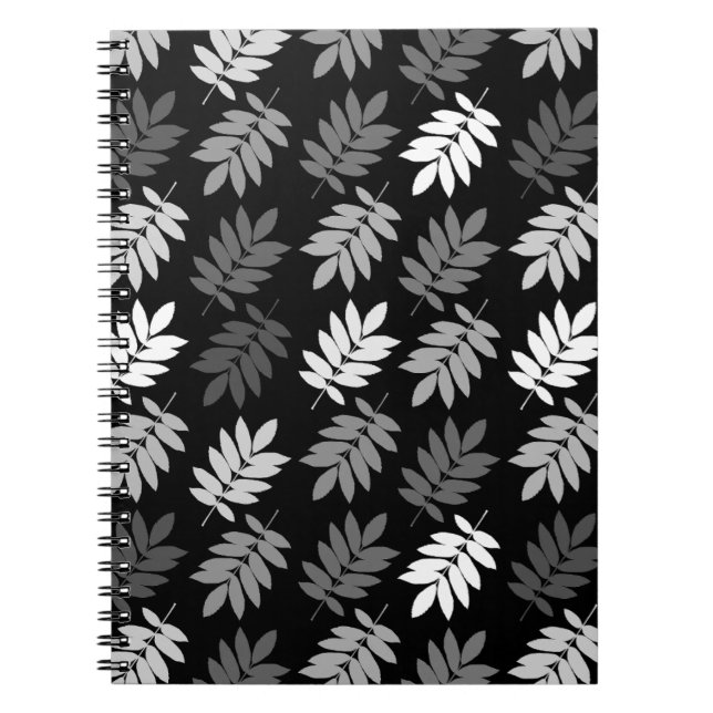 Elder Leaf Pattern Black White Grey Notizblock (Vorderseite)