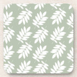 Elder Leaf Pattern White on Green Getränkeuntersetzer<br><div class="desc">Rustic Elder tree leaf silhouette in a surface pattern design with white detail on a green background.</div>