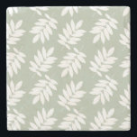 Elder Leaf Pattern White on Green Steinuntersetzer<br><div class="desc">Rustic Elder tree leaf silhouette in a surface pattern design with white detail on a green background.</div>