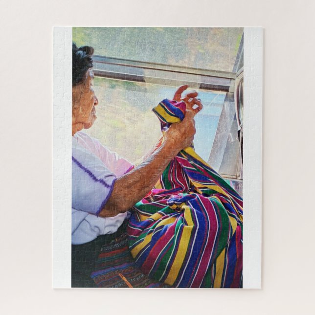 Elder Woman Sewing on Bus (Vertikal)