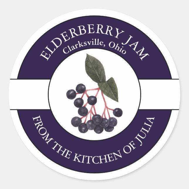 Elderberry Jam Label Runder Aufkleber (Vorderseite)