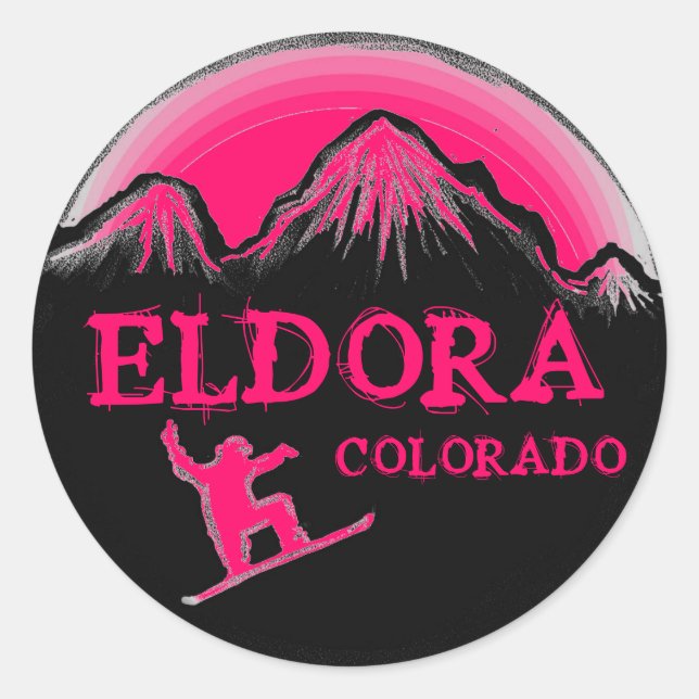 Eldora Colorado Rosa Snowboarder Sticker (Vorderseite)