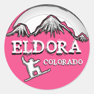 Eldora Colorado Rosa Thema Snowboarder Aufkleber
