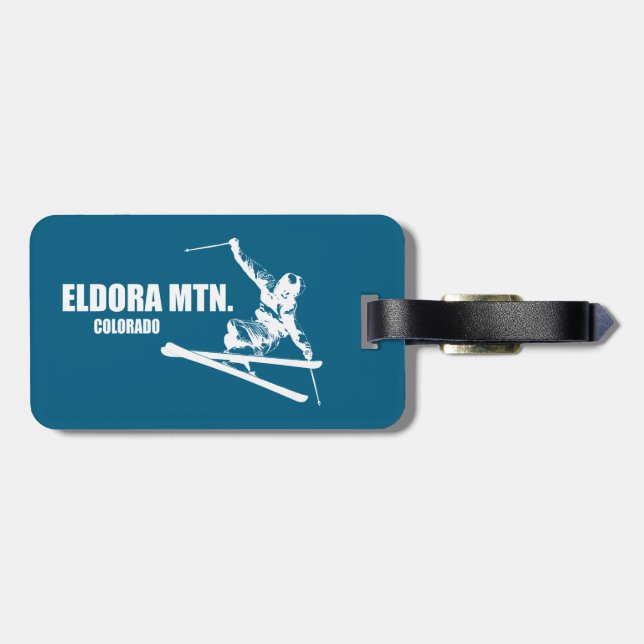 Eldora Mountain Colorado Skier Gepäckanhänger (Rückseite horizontal)