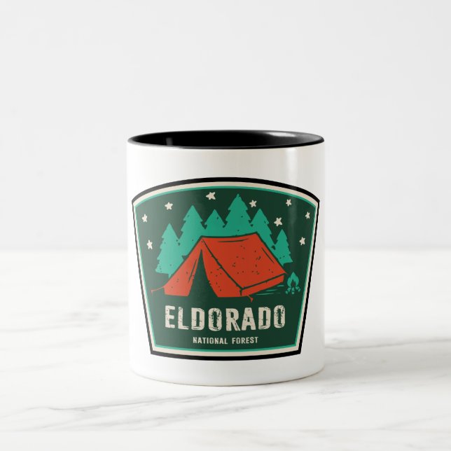 Eldorado National Forest Camping Zweifarbige Tasse (Mittel)