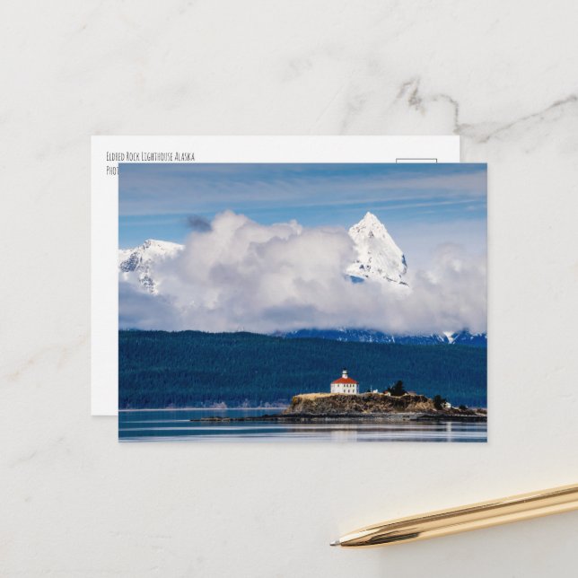 Eldred Rock Lighthouse Alaska Postkarte (Vorderseite/Rückseite Beispiel)
