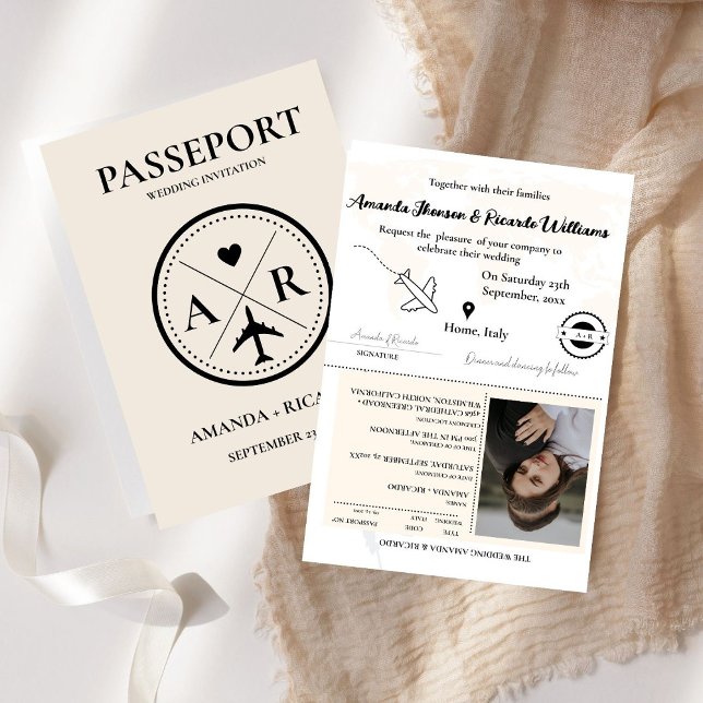 Eleagnt Ivory Passport Foto Einladung Hochzeit (Von Creator hochgeladen)