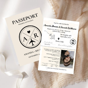 Eleagnt Ivory Passport Foto Einladung Hochzeit