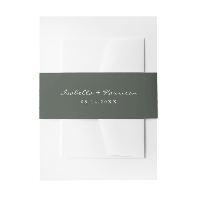 ELEANOR Forest Green Wedding Einladung Bauchband Einladungsbanderole (Vorderseite Beispiel)