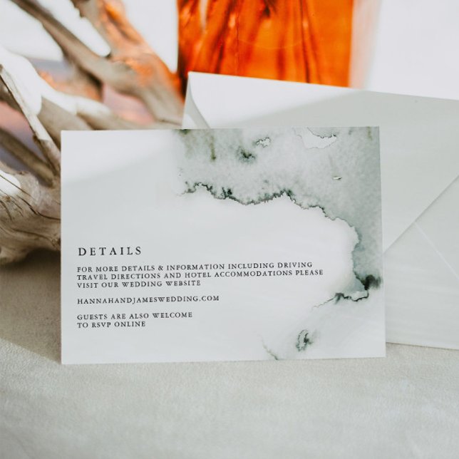 Eleanor - Green Watercolor Mariage Détails Carte (Créateur téléchargé)