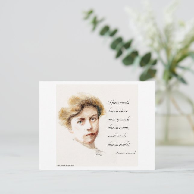 Eleanor Roosevelt & Great Minds Quote Wasserfarbe Postkarte (Stehend Vorderseite)