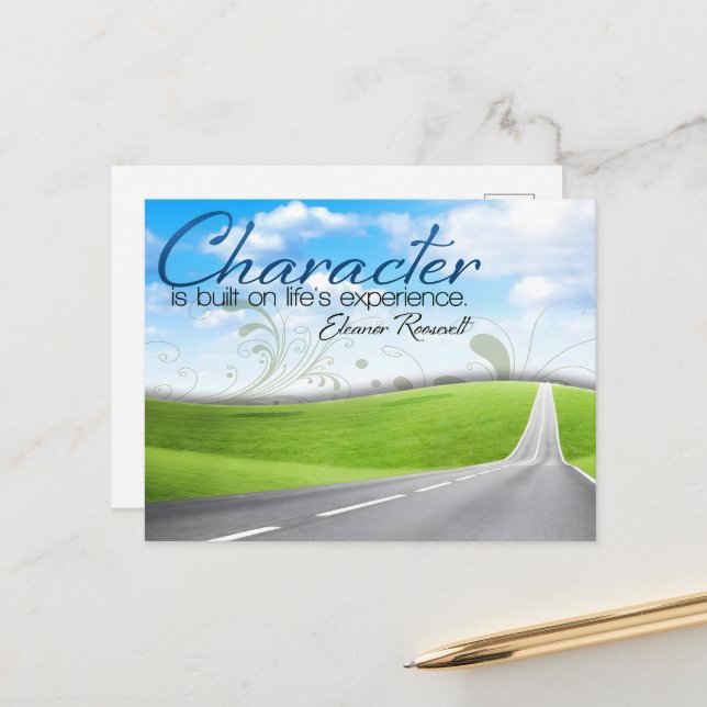 Eleanor Roosevelt Inspiration Zitat "Charakter" Postkarte (Vorderseite/Rückseite Beispiel)