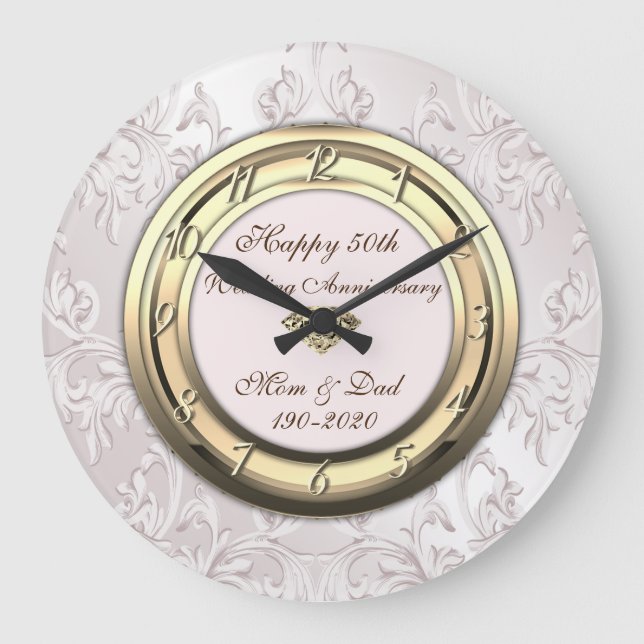 Eleant Wirbel 50. Hochzeitstag Große Wanduhr (Vorderseite)