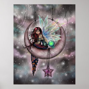 Electra Fae Fee auf Mond Fantasy-Kunstwerk Poster