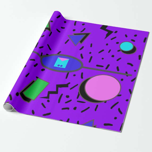 Electric 80er Memphis Abstrakt Style Retro Nahtlos Geschenkpapier (Ungerollt)