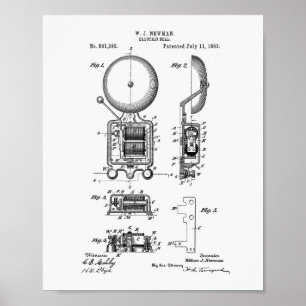 Electric Bell 1893 Patent Art - Weißbuch Poster