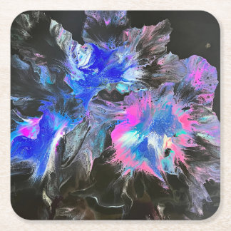 Electric Bloom Untersetzer-Set - Abstrakt Rechteckiger Pappuntersetzer