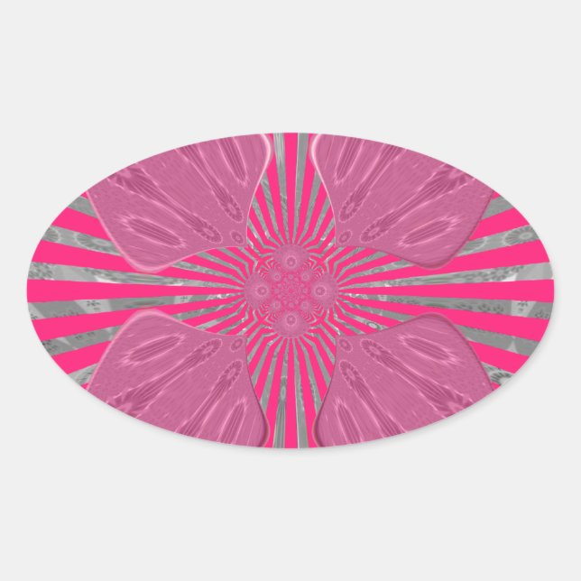 Electric Bloom Wings: Ein lebhafter Edgy und schön Ovaler Aufkleber (Vorderseite)