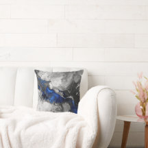 Electric Blue, Black and Grey Marble print