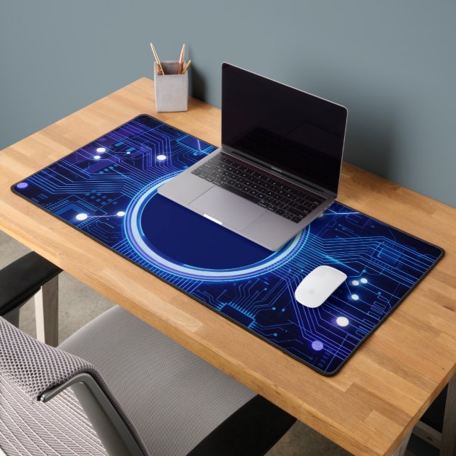 Electric Blue Circuit Board Desk Mat for Tech Fans (Bureau 2)