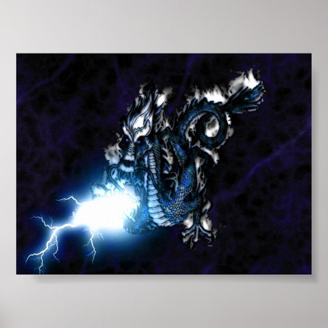 Electric Blue Dragon Poster (Vorne)