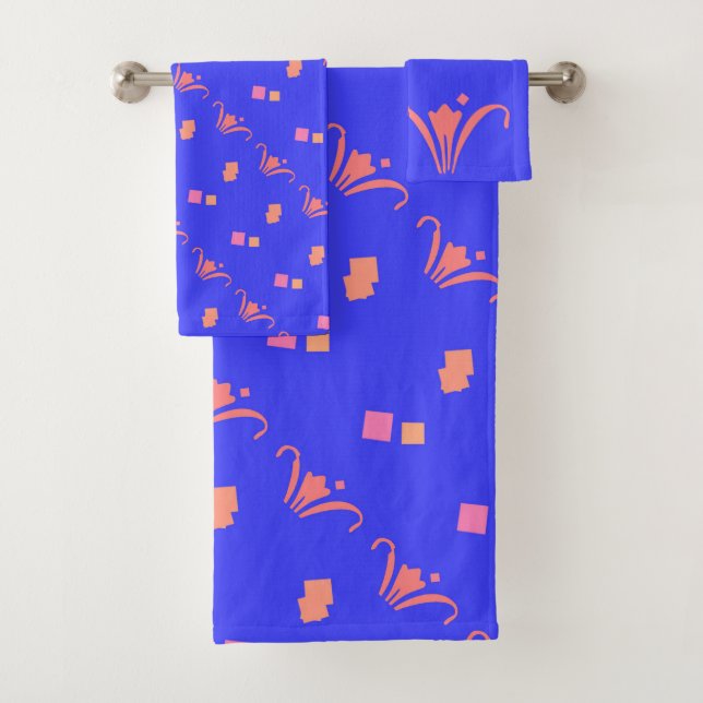 Electric Blue Floral 3 Piece Badhandtuch Set (Insitu)