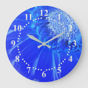 electric blue gerbera große wanduhr