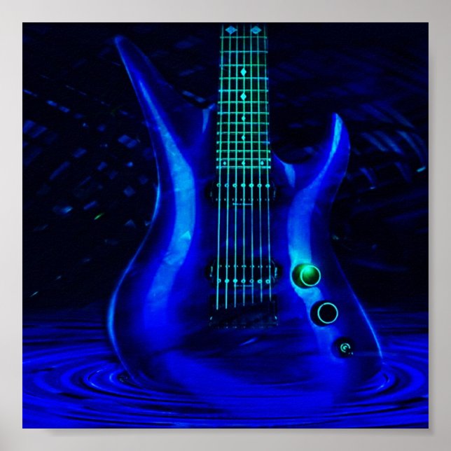 Electric Blue Guitar Poster (Vorne)