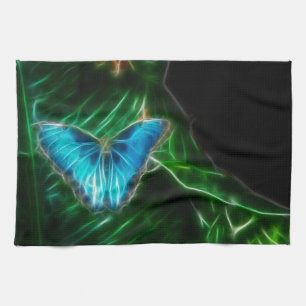 Electric Blue Morpho Butterfly Fraktal Handtuch