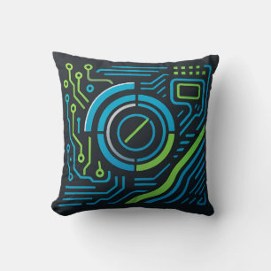 Electric Blue, Neon Green & Silver Kissen