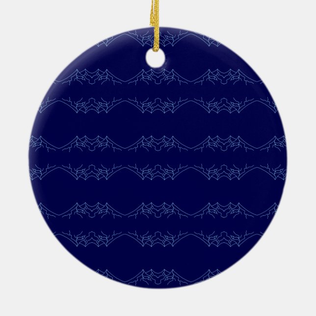 Electric Blue Neural Horizon Abstract Pattern Keramik Ornament (Hinten)