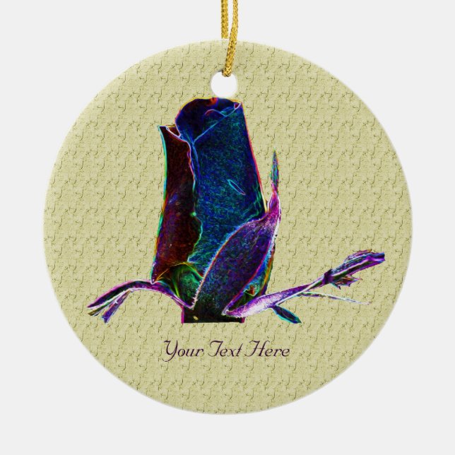 Electric Blue Rosenknospe Floral Ornament (Vorne)