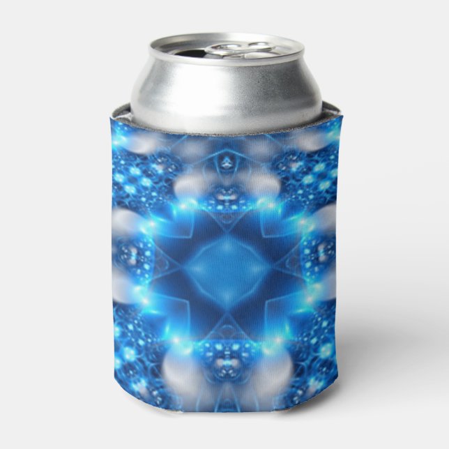 Electric Blue Stars Kaleidoscope Mandala Dosenkühler (Kanne Vorderseite)