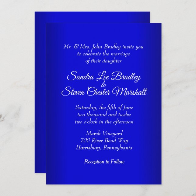 Electric Blue Wedding Einladung 5" x 7" (Vorne/Hinten)