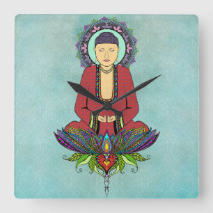 Electric Buddha Clock Quadratische Wanduhr