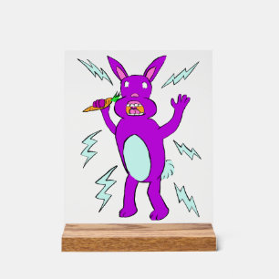 Electric Bunny - Niedliches Lila Kaninchen Acrylschild