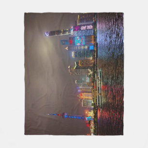 Electric Dreams - Futuristic Shanghai Skyline, A C Fleecedecke