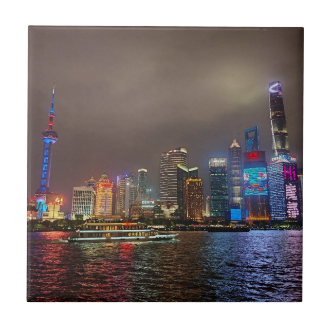 Electric Dreams - Futuristic Shanghai Skyline, A C Fliese (Vorderseite)