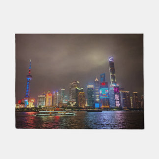 Electric Dreams - Futuristic Shanghai Skyline, A C Fußmatte