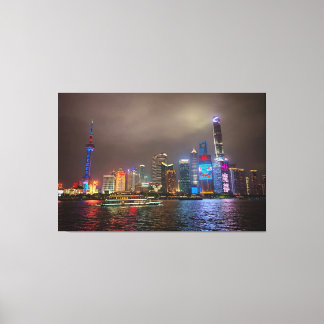 Electric Dreams - Futuristic Shanghai Skyline, A C Leinwanddruck