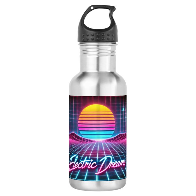 Electric Dreams Retro Neon Tasse - 80er Edelstahlflasche (Vorderseite)