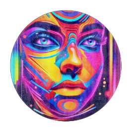 Electric Dreamscape Psychedelic Portrait Schneidebrett