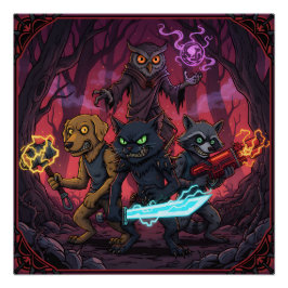 Electric Fantasy Animal Warrior Art Poster