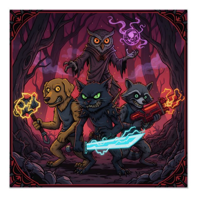 Electric Fantasy Animal Warrior Art Poster (Vorderseite)