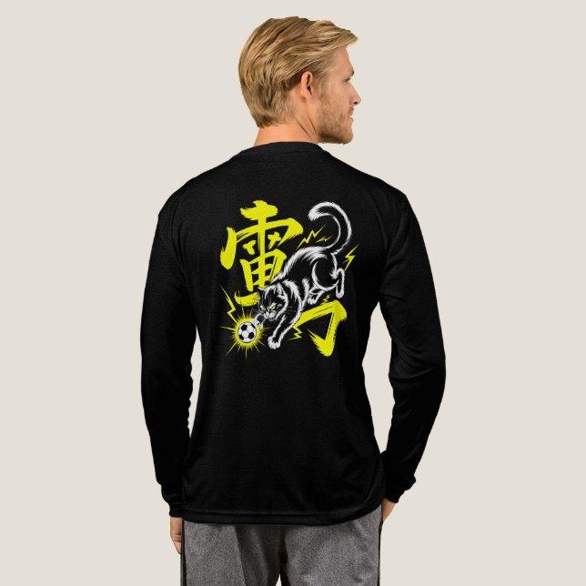 Electric Feline Striker Soccer Fan Gear Tri-Blend Shirt (Voller Rücken)