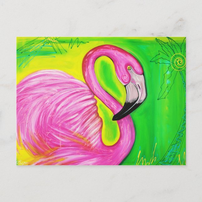 Electric Flamingo Postcard Postkarte (Vorderseite)