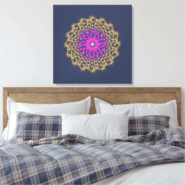 Electric Flower – Symmetrical Color Wave Leinwanddruck (Insitu (Schlafzimmer))