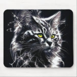 Electric Fractal Black Cat Mouse Pad Mousepad<br><div class="desc">Turn your desk into a spark of mystery. This electric fractal black cat with glowing yellow eyes brings bold digital energy to every click and scroll. Perfect for cat lovers and modern art fans who want their workspace to feel sharp,  creative,  and a little magical.</div>