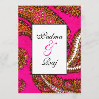 Electric Fuscia Paisley Wedding Einladung
