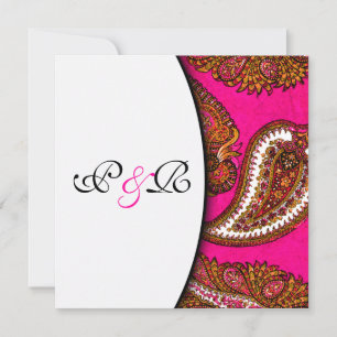 Electric Fuscia Paisley Wedding Einladung